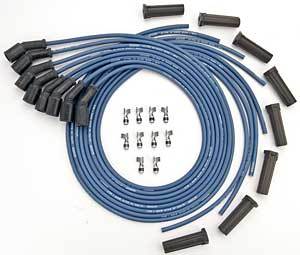 Spark Plug Wire Set - Ultra 40 - Spiral Core - 7 mm - Blue - 48 in Wire Long - Factory Style Boots / Terminals - Cut-To-Fit - GM LS-Series - Kit