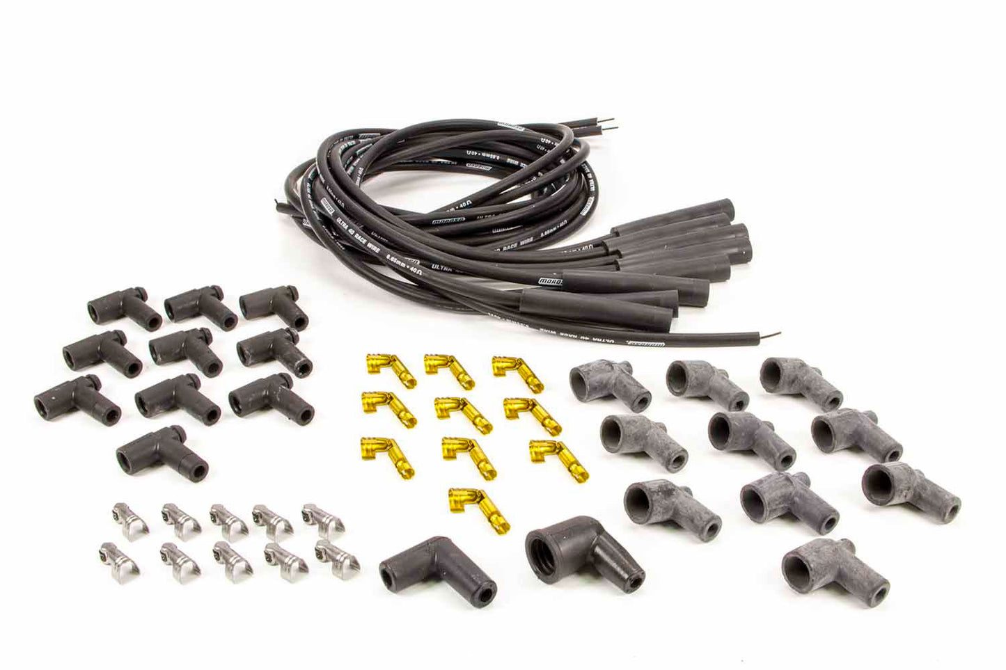 Spark Plug Wire Set - Ultra 40 - Spiral Core - 8.65 mm - Black - Straight Plug Boots - HEI / Socket Style - Cut-To-Fit - V8 - Kit