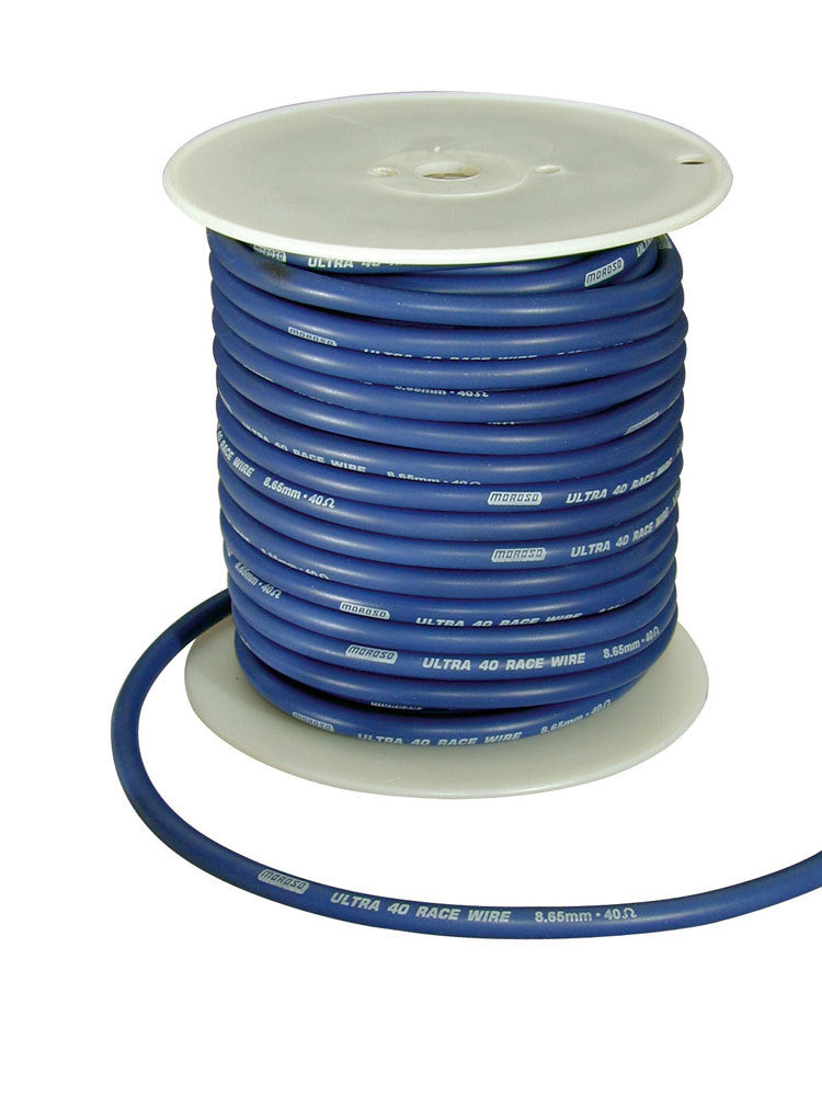 Spark Plug Wire - Ultra 40 - Spiral Core - 8.65 mm - 100 ft - Silicone - Blue - Each