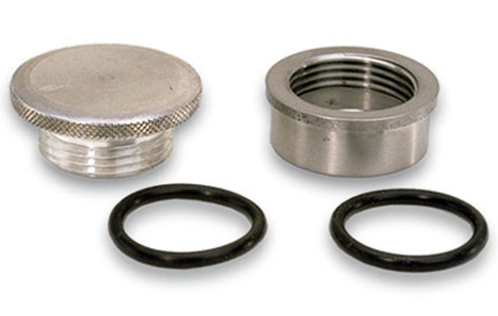 Bung and Cap Kit - 1.500 in OD - 1-1/4-12 in Thread - Weld-On - Steel Bung - O-Ring - Knurled Grip - Aluminum - Natural - Kit
