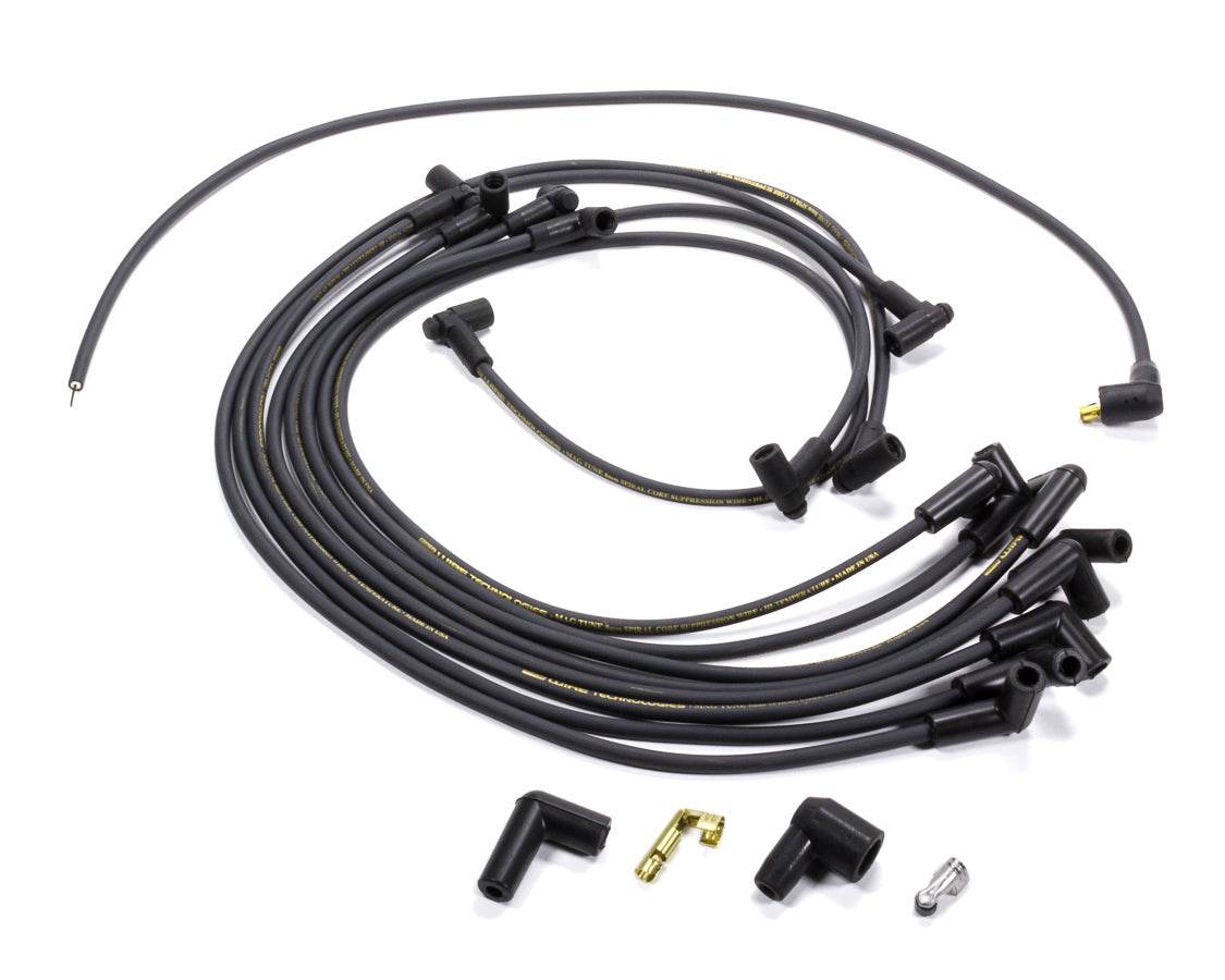 Spark Plug Wire Set - Mag-Tune - Spiral Core - 8.0 mm - Black - 90 Degree Plug Boots - HEI - Small Block Chevy - Kit