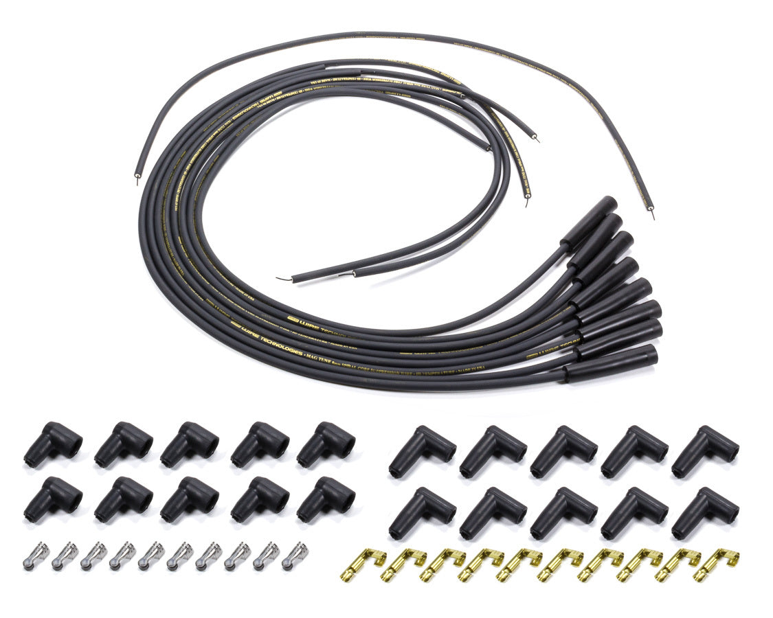 Spark Plug Wire Set - Mag-Tune - Spiral Core - 8.0 mm - Black - Straight Plug Boots - HEI / Socket Style - Universal 8-Cylinder - Kit