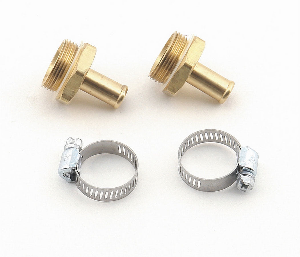 Carburetor Inlet Fitting - Straight - 7/8-20 in Male to 3/8 in Hose Barb - Brass - Natural - Holley Carburetors - Pair