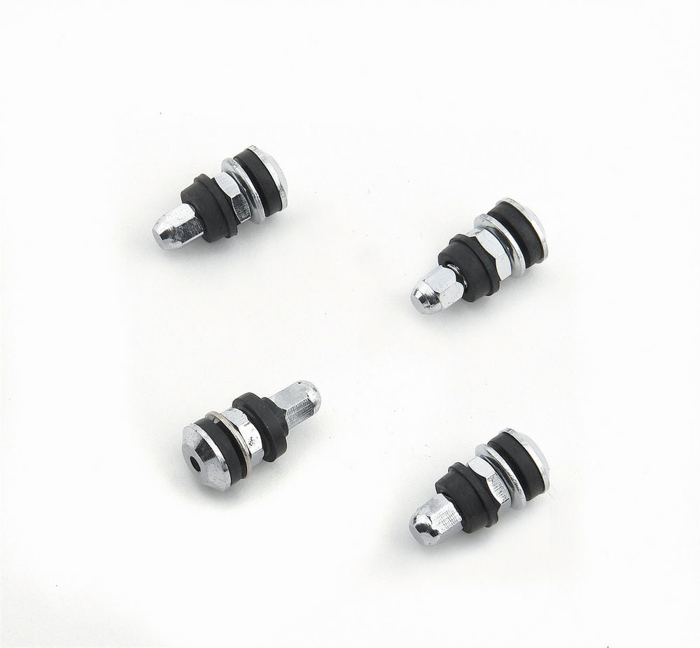 Valve Stem - Bolt-On - Short - Steel - Chrome - Set of 4