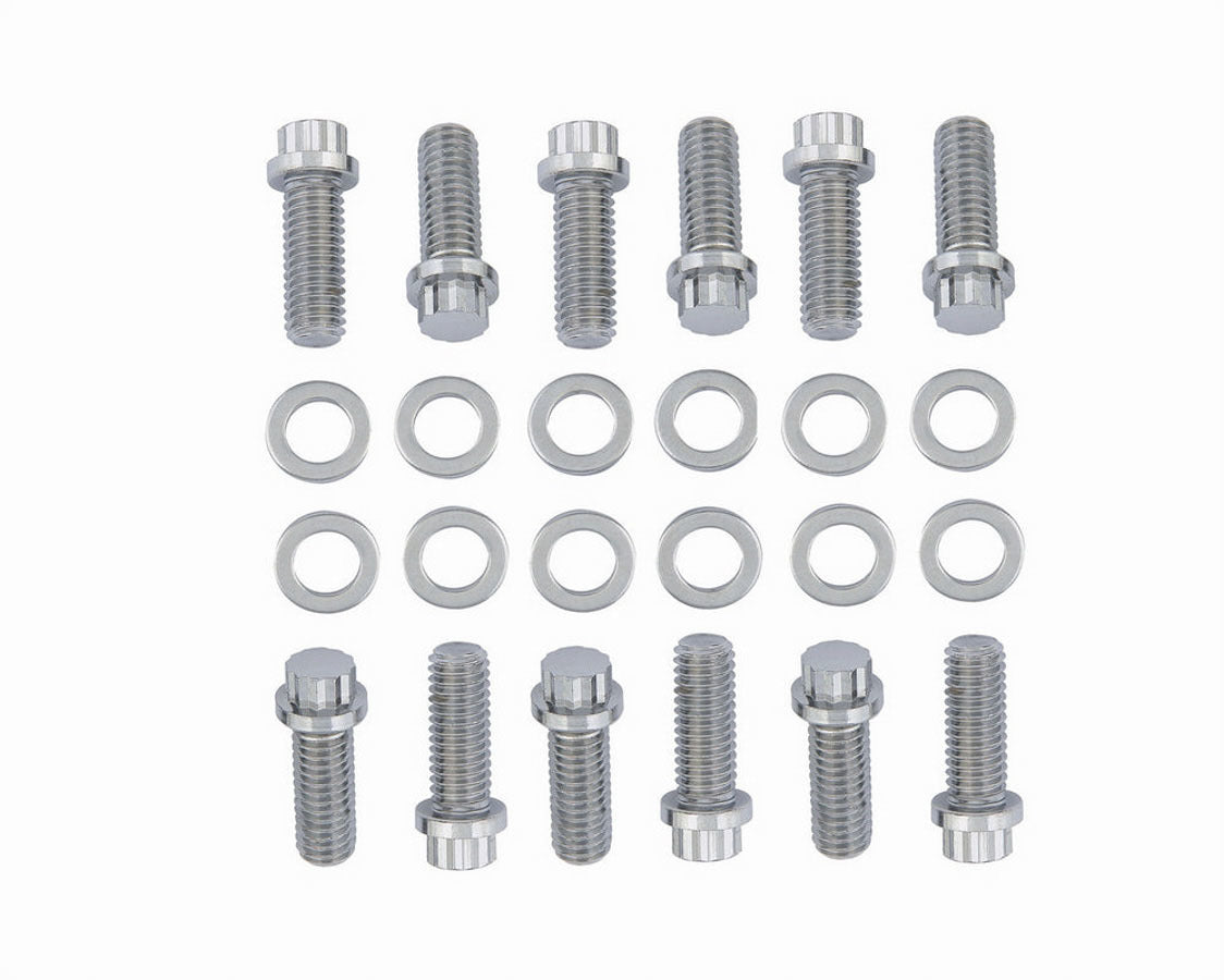 Intake Manifold Bolt Kit - 12 Point Head - Steel - Chrome - Small Block Chevy - Kit