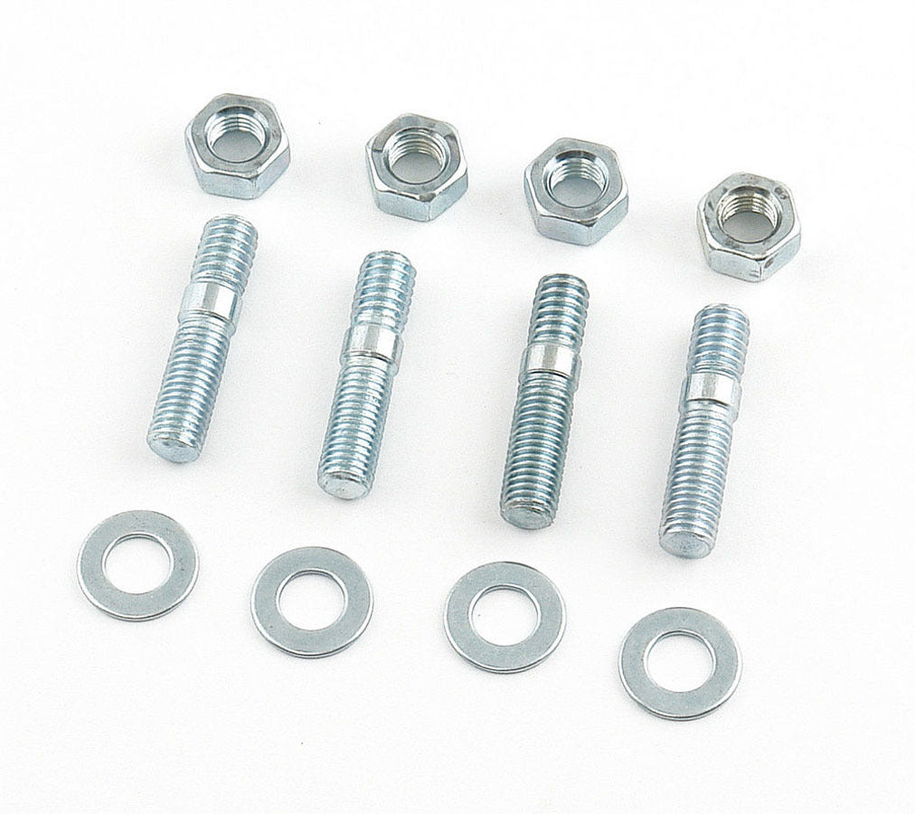 Carburetor Stud - 5/16-18 and 5/16-24 in Thread - 1.375 in Long - Hex Nuts - Steel - Zinc Oxide - Set of 4