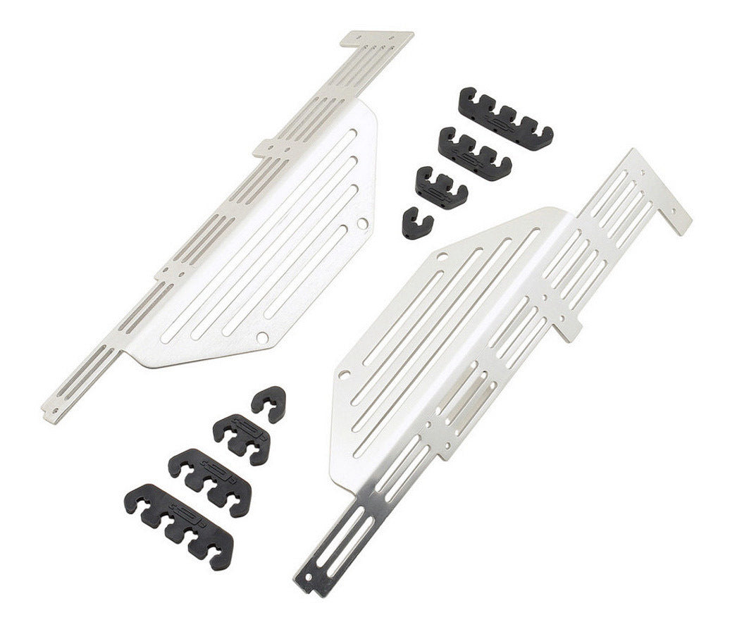 Spark Plug Wire Loom - Valve Cover Mount - 7-8 mm - Aluminum - Brushed - Center Bolt - Small Block Chevy - Kit