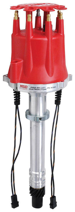 Distributor - Pro-Billet - Dual Magnetic Pickup - Mechanical Advance - HEI Style Terminal - Red - Chevy V8 - Each