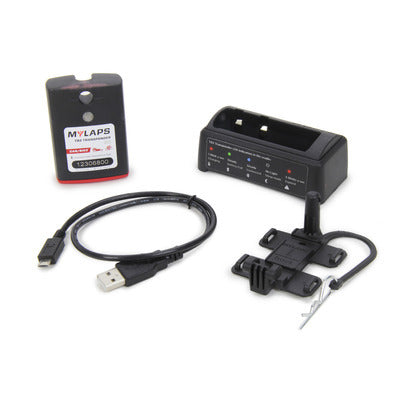 Transponder - TR2 Go - Lifetime Subscription - Charge Cradle / USB Cable / Vehicle Mount - MYLAPS Car / Bike Systems - Kit