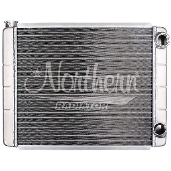 Radiator - Race Pro - 25.375 in W x 19.625 in H x 3.125 in D - Passenger Side Inlet - Passenger Side Outlet - Aluminum - Natural - GM - Each