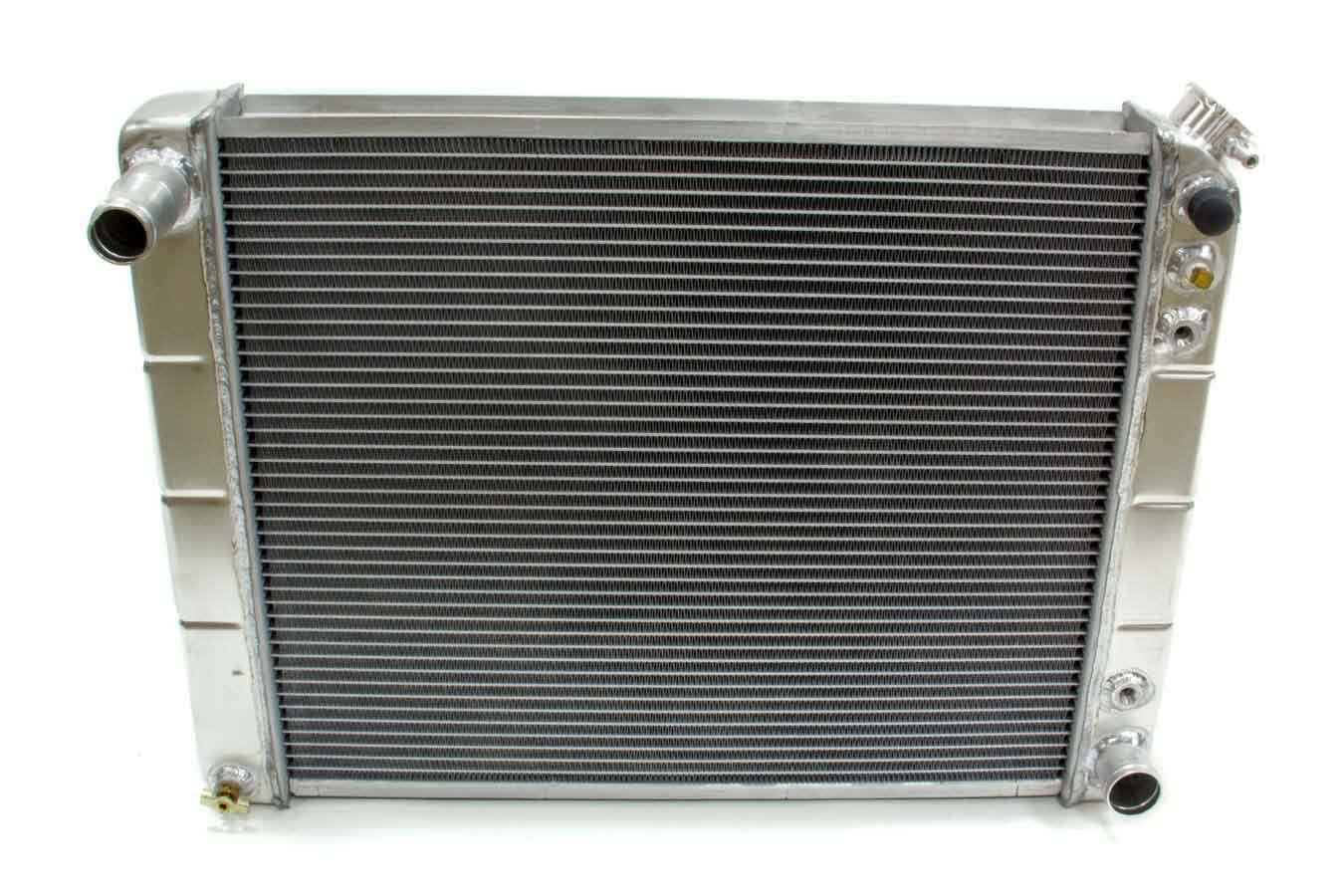 Radiator - 25.375 in W x 18.625 in H x 3.125 in D - Passenger Side Inlet - Driver Side Outlet - Aluminum - Natural - Automatic - GM 1966-88 - Each