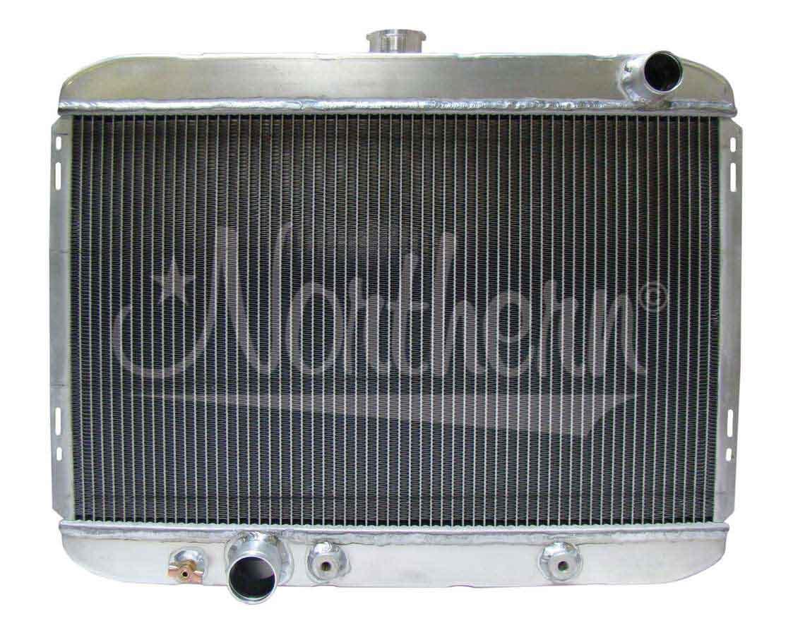 Radiator - 19.875 in W x 25.5 in H x 3.125 in D - Passenger Side Inlet - Driver Side Outlet - Aluminum - Natural - Automatic - Ford Mustang 1967-69 - Each