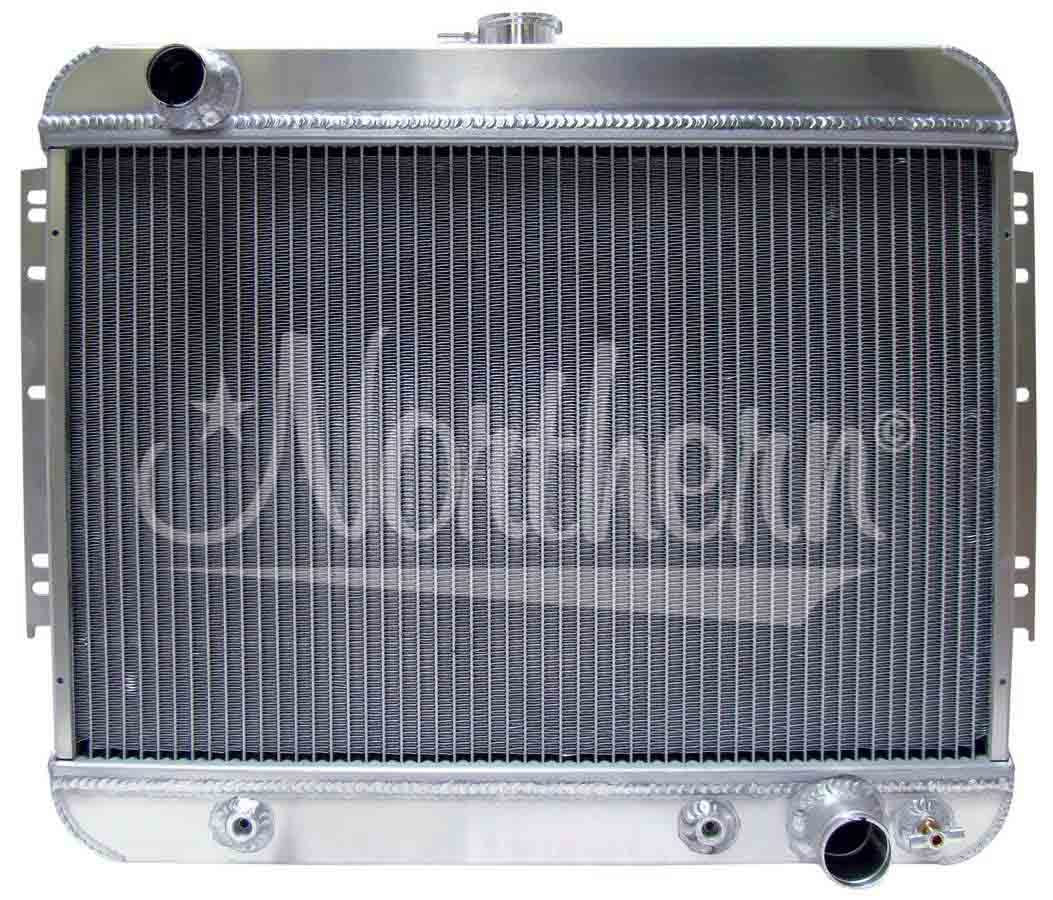 Radiator - Muscle Car Downflow - 20.25 in W x 28 in H x 3.25 in D - Driver Side Inlet - Passenger Side Outlet - Trans Cooler - Aluminum - Natural - GM A-Body 1964-67 - Each