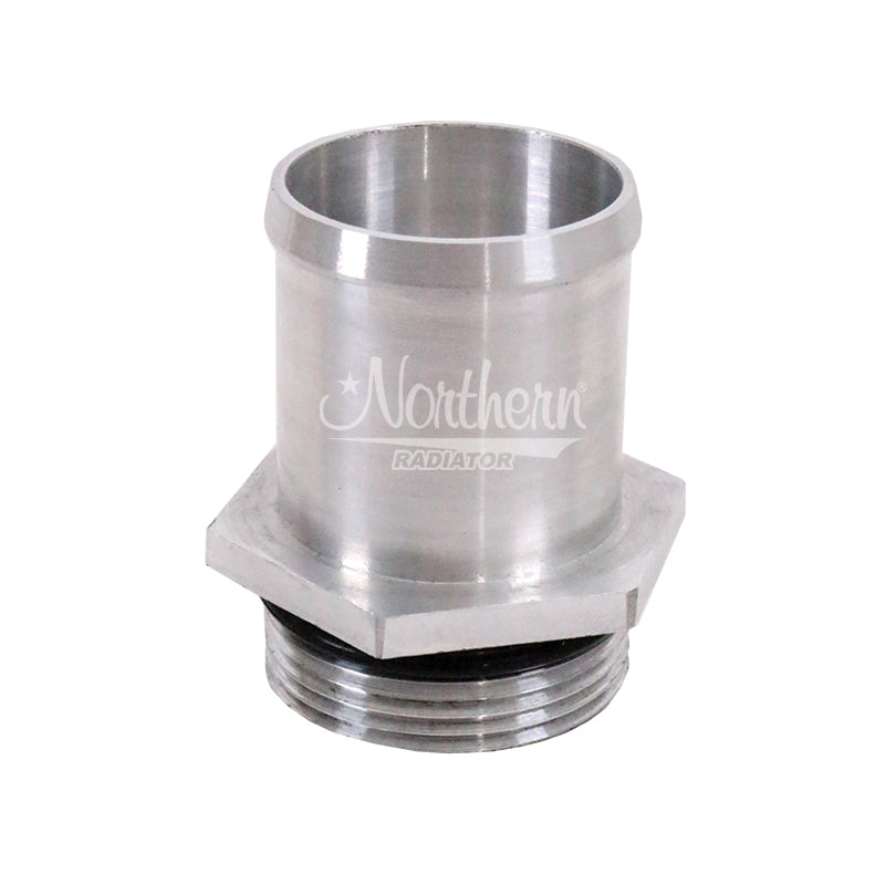 Fitting - Radiator Inlet - Straight - 1-5/8 in Male O-Ring to 1-1/2 in Hose Barb - Aluminum - Natural - Each