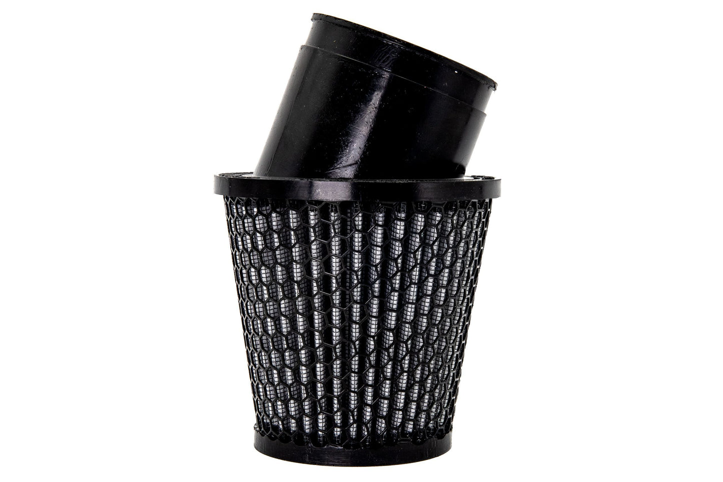 Air Filter Element - Round - 3 in Diameter - 4 in Tall - Wire Mesh Included - Paper - Gray - Black End Cap - Asphalt Kart - Each