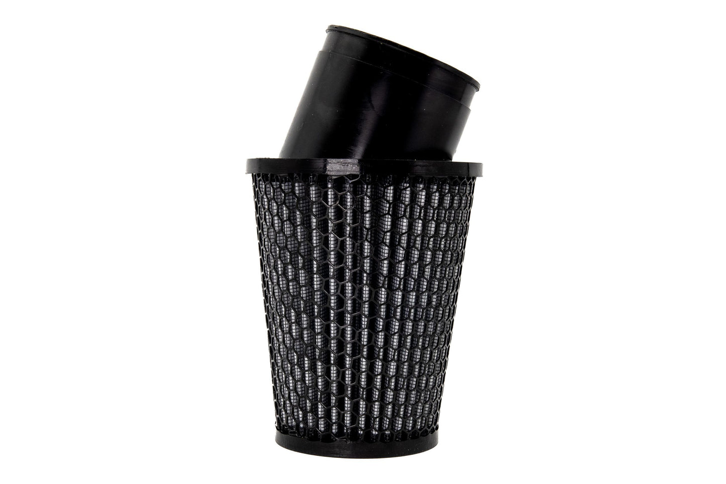 Air Filter Element - Round - 3 in Diameter - 5 in Tall - Wire Mesh Included - Paper - Gray - Black End Cap - Asphalt Kart - Each