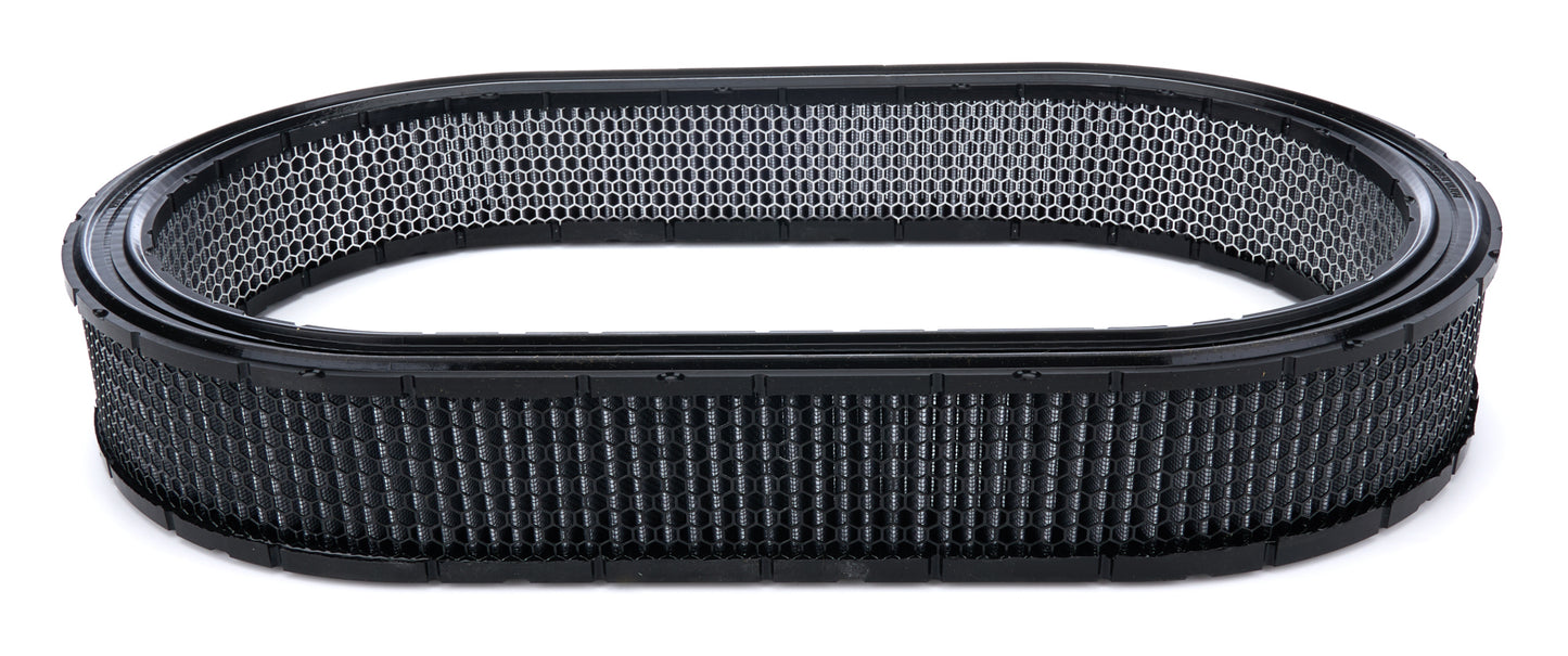 Air Filter Element - Oval - 21.09 in L x 12.09 in W - 3 in Tall - Wire Mesh Included - Paper - Gray - Universal - Each