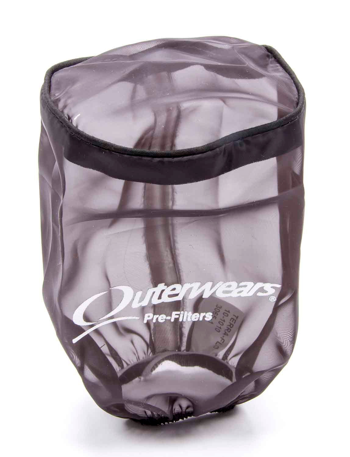 Air Filter Wrap - Pre Filter - Round - 3.5 in Diameter - 6 in Tall - Top - Outerwears Logo - Polyester - Black - Each