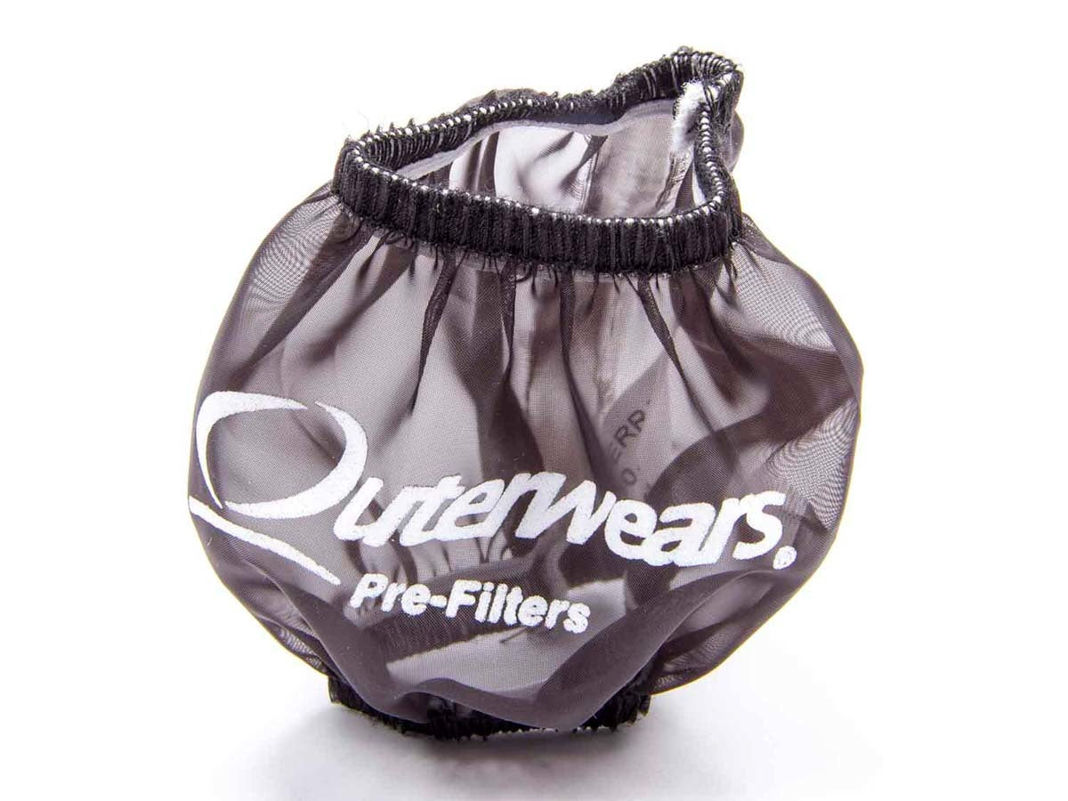 Breather Wrap - Pre Filter - Round - 3 in Diameter - 2.5 in Tall - Outerwears Logo - Polyester - Black - Each