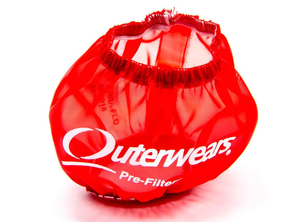 Breather Wrap - Pre Filter - Round - 3 in Diameter - 2.5 in Tall - Outerwears Logo - Polyester - Red - Shielded Breathers - Each