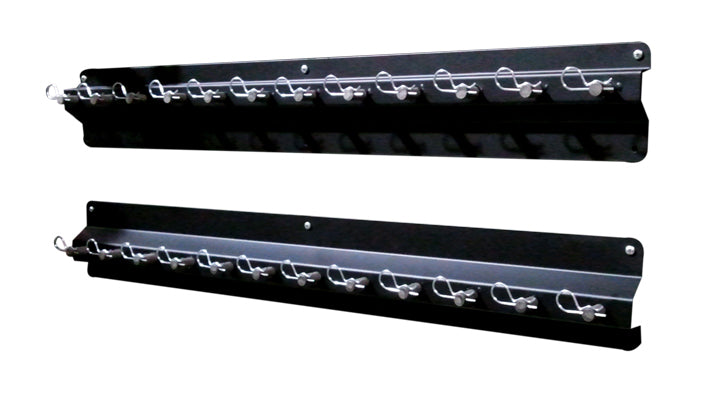 Shock Rack - Wall Mount - 33 in Long - 12 Shock Capacity - Steel - Black Powder Coat - Each