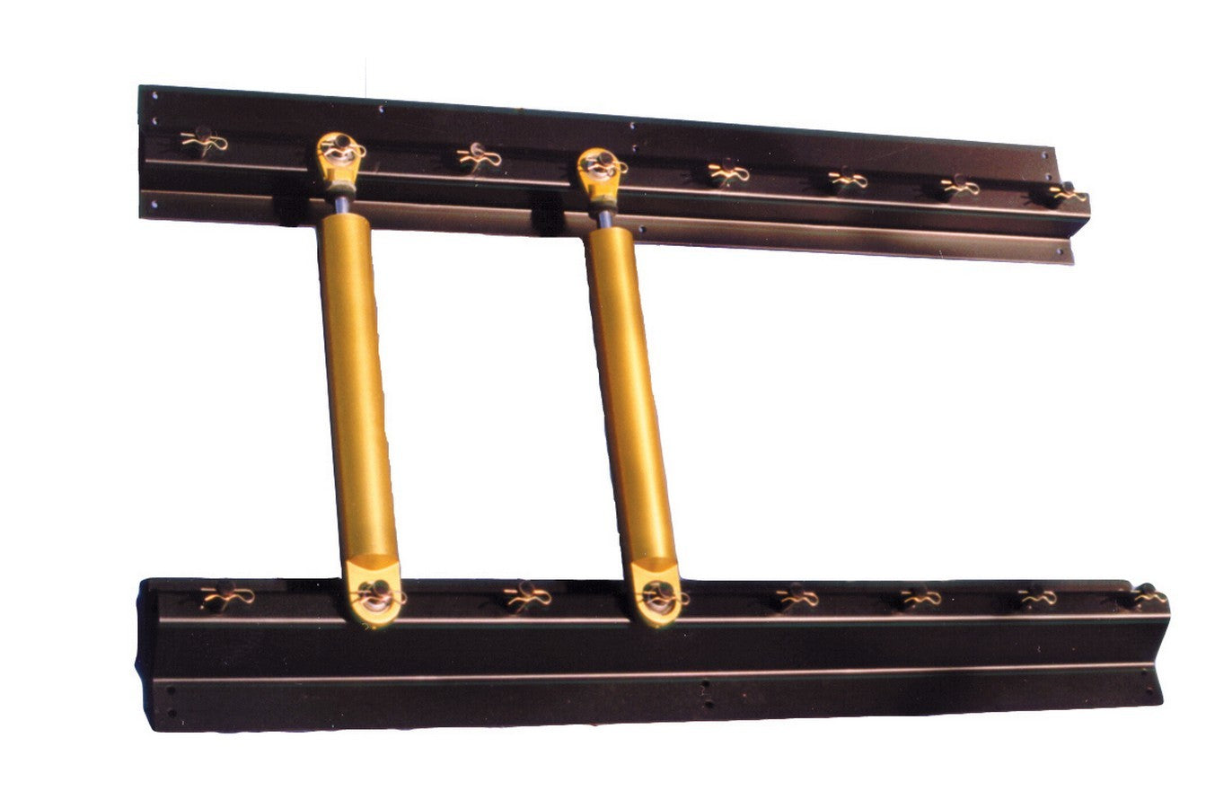Shock Rack - Wall Mount - 2-Piece - 33 in Long - 4.625 in Tall - 3 in Wide - 8 Shock Capacity - Steel - Black Powder Coat - Each