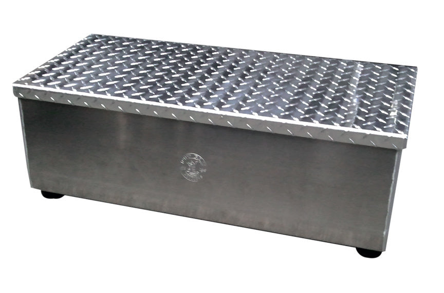 Portable Step - 30 in x 16 in Base - Rubber Feet - Carry Slots - Diamond Plate Top - Aluminum - Natural - Each