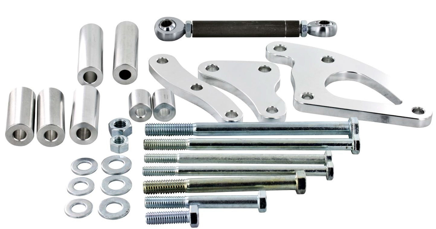 Alternator Bracket - Aluminum - Natural - Straight Mount - Small Block Ford - Kit