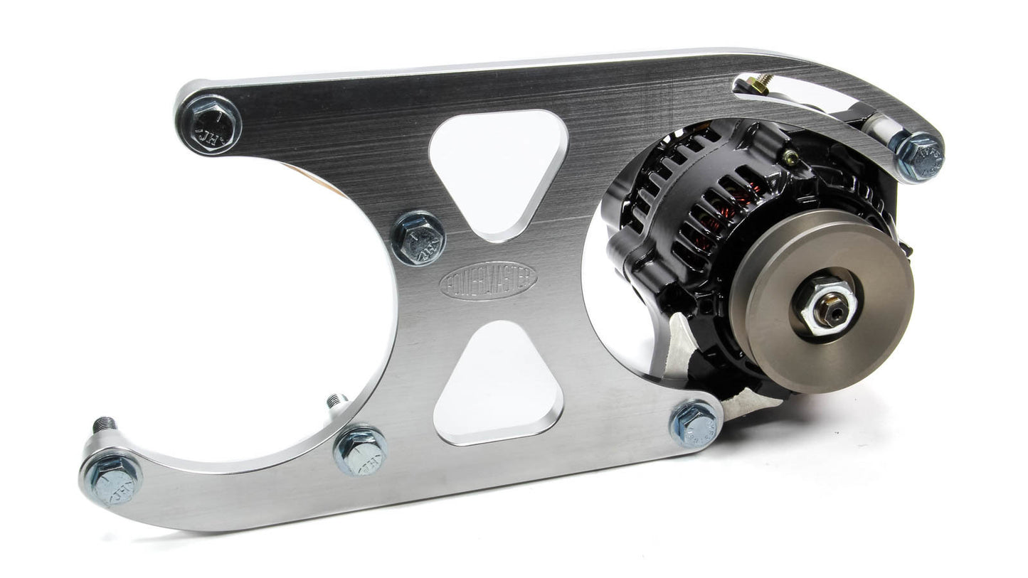 Alternator Kit - Denso Style Race - Denso 93 mm - Ford 9 in Third Member - Rear End Mount - 55 amps Race Alternator / Bracket / Pulleys - Aluminum Case - Ford 9 in - Kit