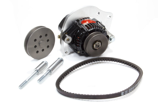 Alternator Kit - Denso Style Race - Denso 93 mm - High Mount Kit - Water Pump Mount - 55 amps Alternator / Belt / Bracket / Pulleys - Aluminum Case - GM V8 - Kit