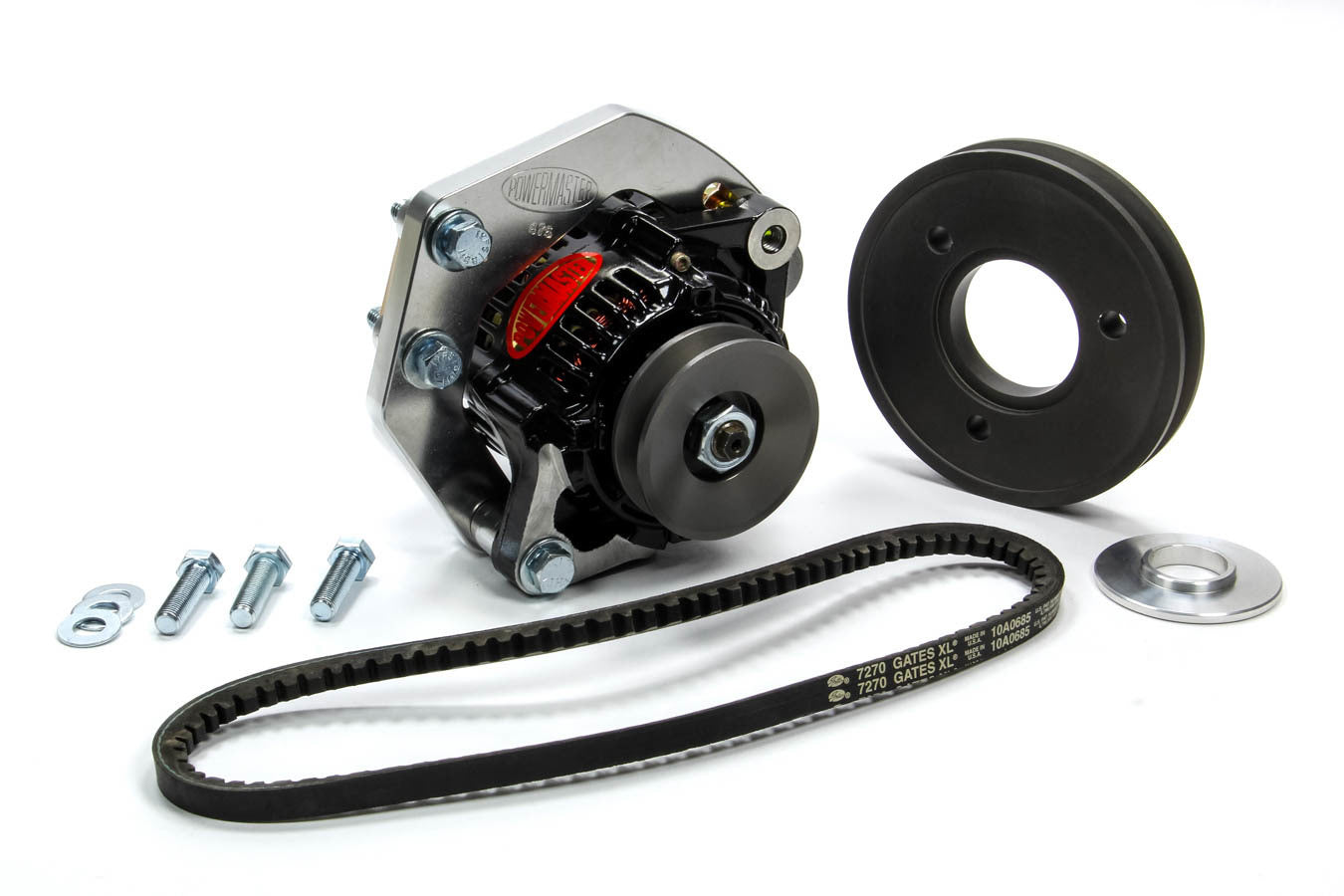Alternator Kit - Pro Series - Denso 93 mm - Snug Mount - Drivers Side Block Mount - 55 amps Alternator / Belt / Bracket / Pulleys - Aluminum Case - Small Block Chevy - Kit