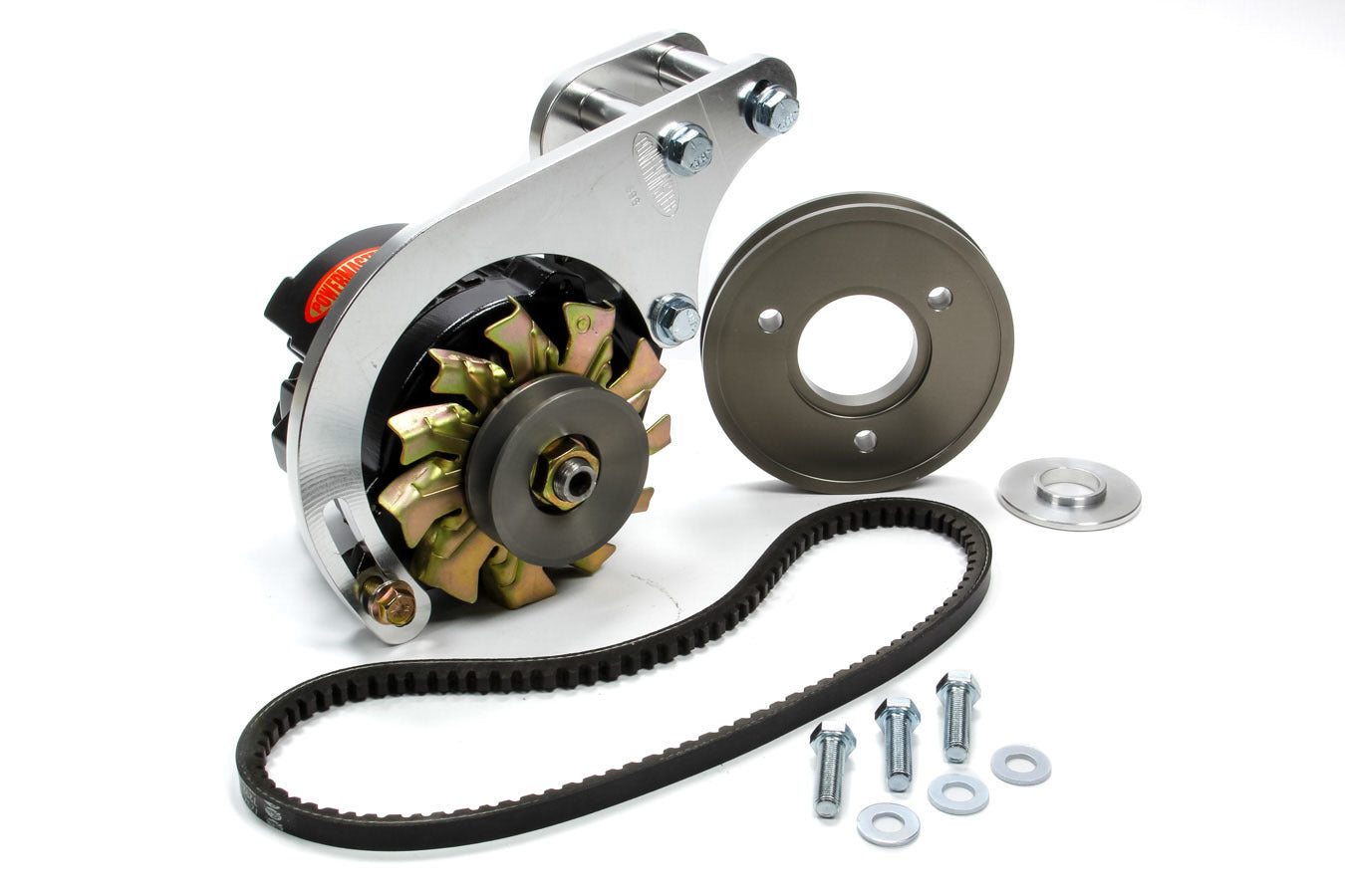 Alternator Kit - Pro Series - CS121 - Low Mount - Drivers / Passenger Side Block Mount - 100 amps Alternator / Belt / Bracket / Pulleys - Aluminum Case - Small Block Chevy - Kit