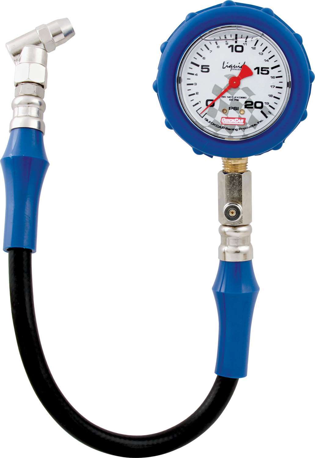 Tire Pressure Gauge - 0-20 psi - Analog - 2-1/2 in Diameter - Liquid Filled - White Face - 1/2 lb Increments - Each
