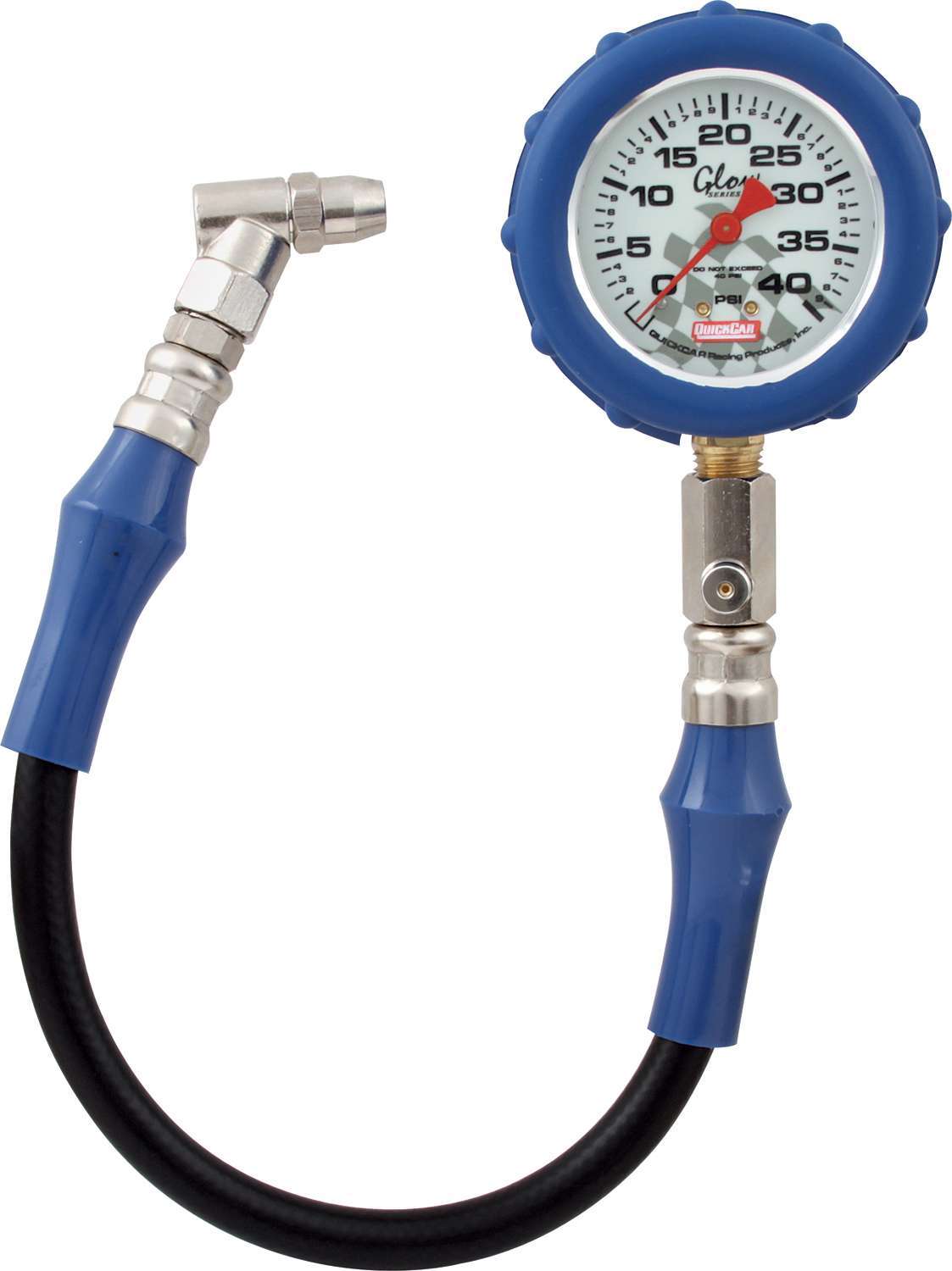 Tire Pressure Gauge - 0-40 psi - Analog - 2-1/2 in Diameter - White Face - 1 lb Increments - Each