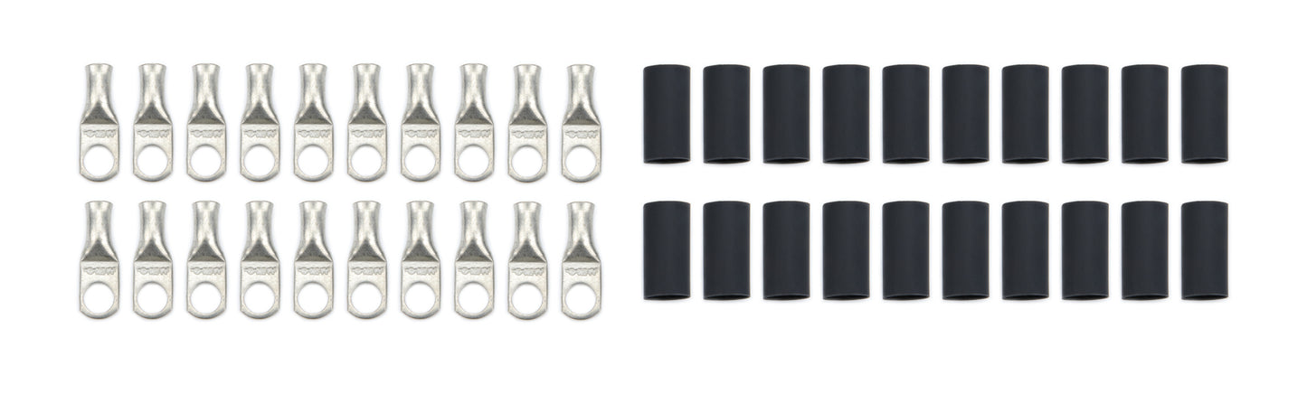 Battery Terminal - 8 Gauge - 5/16 in Eyelet - Heat Shrink Included - Copper - Tin Plated - Set of 20