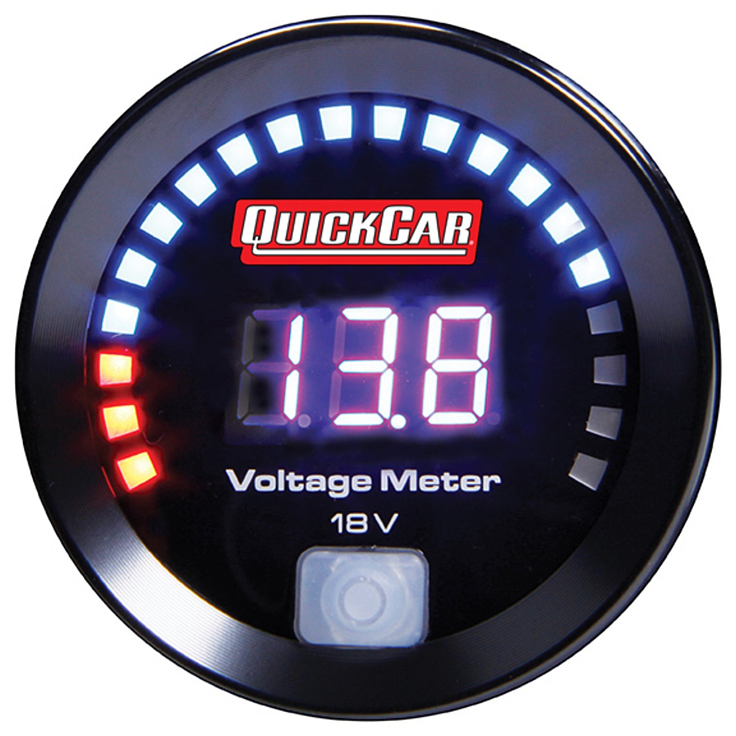 Voltmeter - 8-18V - Electric - Digital - 2-1/16 in Diameter - Black Face - Each