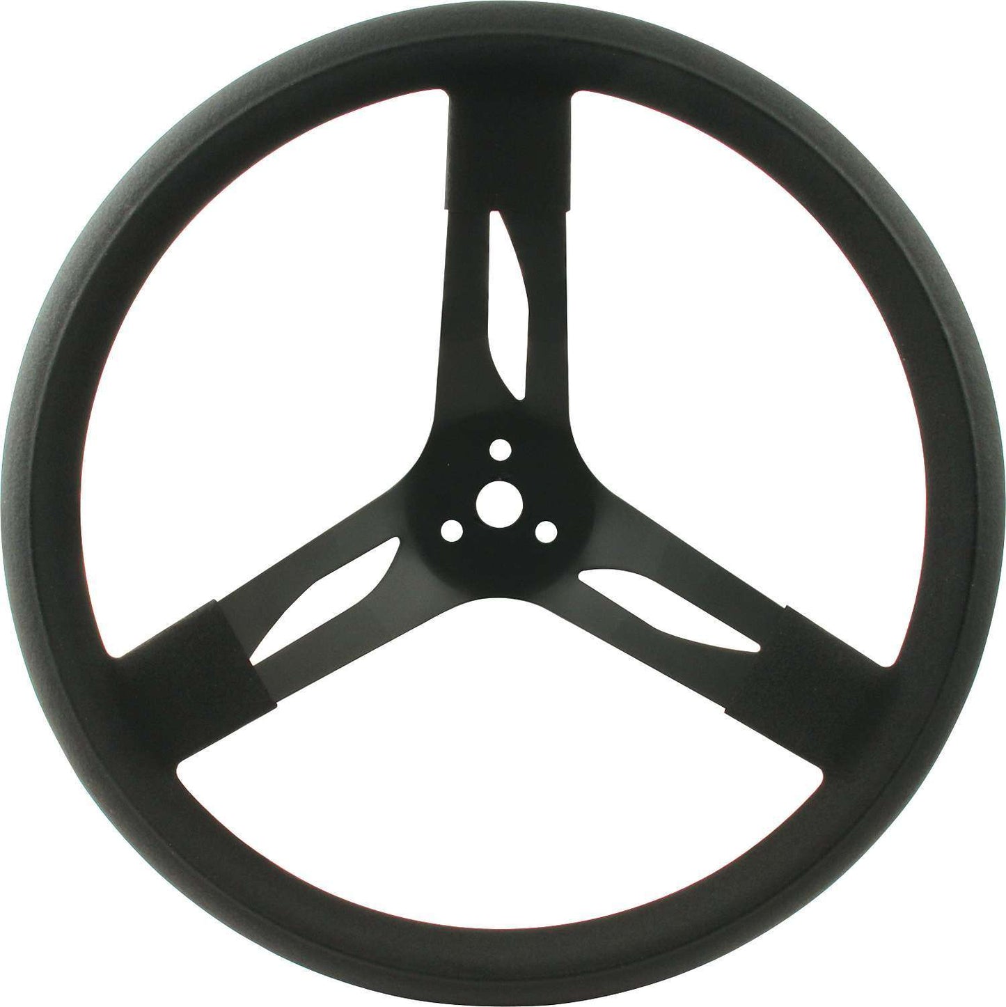 Steering Wheel - 15 in Diameter - 3 in Dish - 3-Spoke - Black Rubberized Grip - Steel - Black Paint - Each