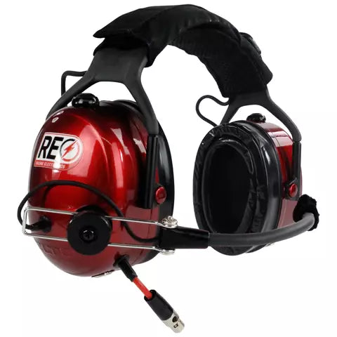 Headset - Spotter Deluxe - Noise Canceling - Push to Talk Switch - Plastic - Red - Each