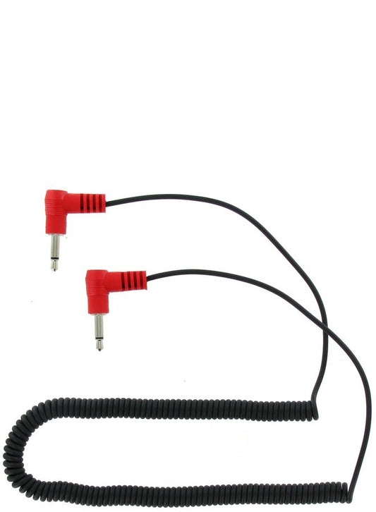 Headset Cable - 90 Degree - 1/8 in Male to 1/8 in Male Jack - Spiral Cord - Each