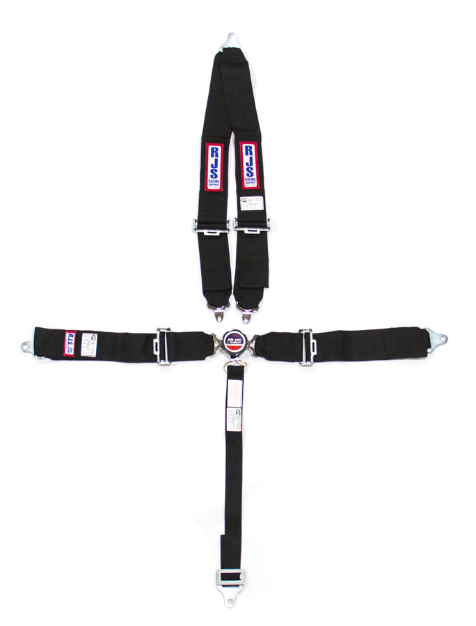 Harness - 5 Point - Camlock - SFI 16.1 - Pull Down Adjust - Bolt-On - V-Type Harness - Black - Kit