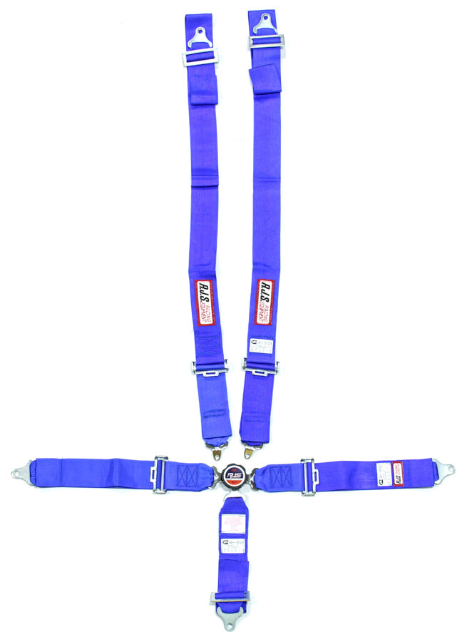 Harness - 5 Point - Camlock - SFI 16.1 - Pull Down Adjust - Bolt-On / Wrap Around - Individual Harness - Blue - Kit
