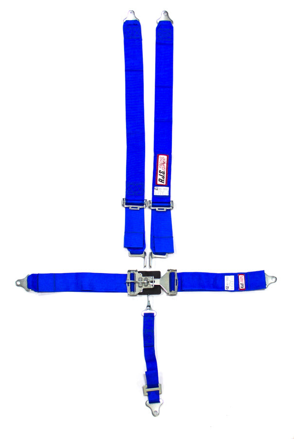 Harness - 5 Point - Latch and Link - SFI 16.1 - 64 in Length - Pull Down Adjust - Bolt-On / Wrap Around - Individual Harness - Blue - Kit