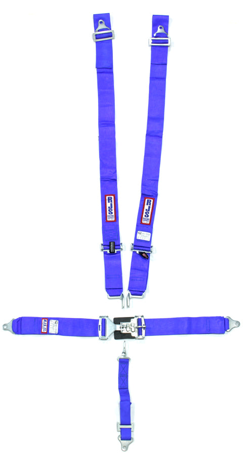 Harness - 5 Point - Latch and Link - SFI 16.1 - 64 in Length - Pull Down Adjust - Bolt-On / Wrap Around - Individual Harness - Blue - Kit