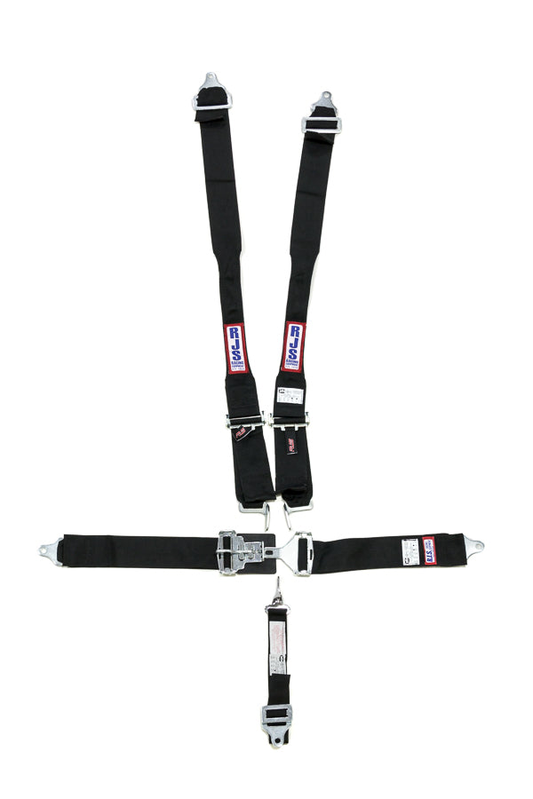 Harness - 5 Point - Latch and Link - SFI 16.1 - 38 in Length - Pull Down Adjust - Bolt-On / Wrap Around - Individual Harness - Black - Kit
