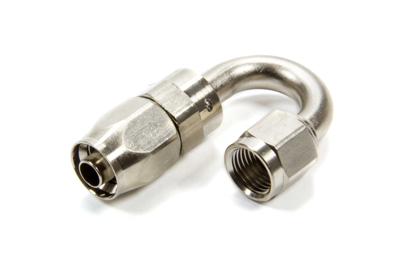 Fitting - Hose End - Full Flow Swivel - 180 Degree - Tight Radius - 6 AN Hose to 6 AN Female Swivel - Aluminum - Nickel Anodized - Each