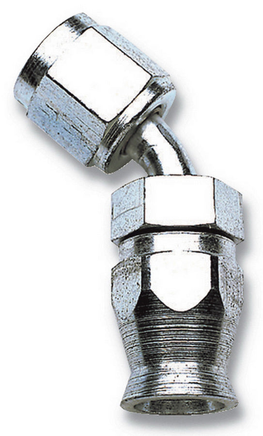 Fitting - Hose End - PowerFlex - 45 Degree - 6 AN Hose to 6 AN Female - Steel - Nickel Anodized - Each