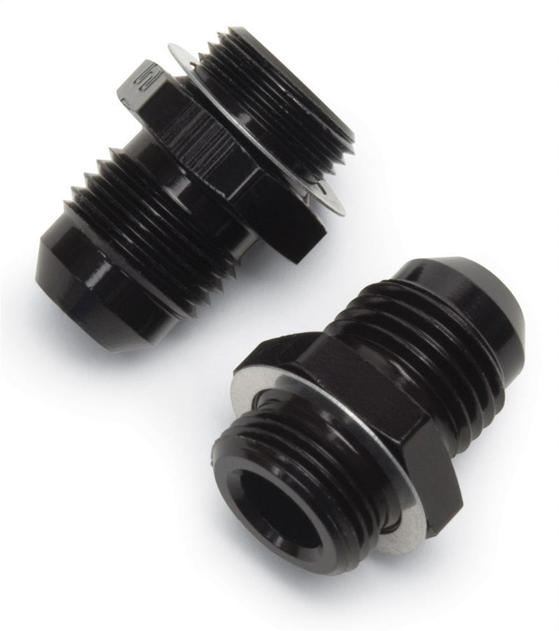 Fitting - Adapter - Straight - 6 AN Male to 9/16-24 in Male - Aluminum - Black Anodized - Pair