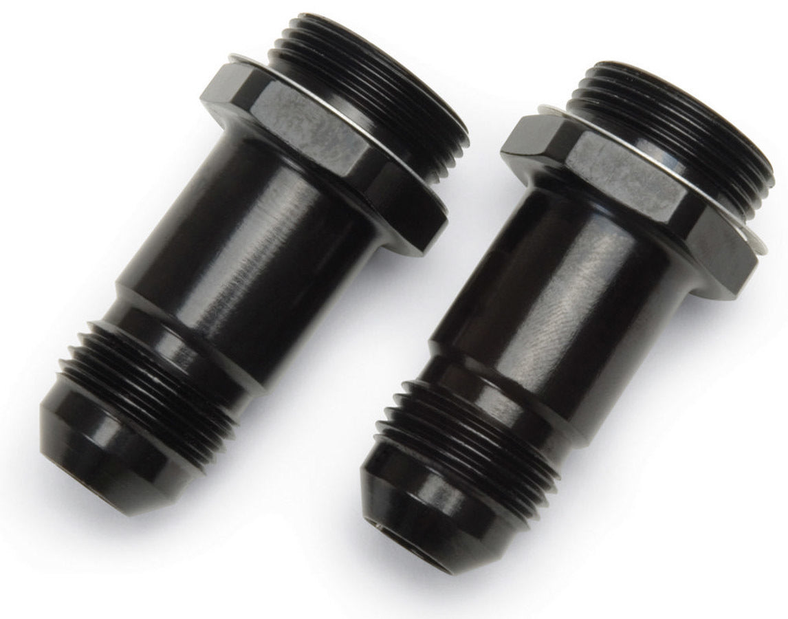Carburetor Inlet Fitting - Straight - 8 AN Male to 7/8-20 in Male - 2 in Long - Aluminum - Black Anodized - Holley Carburetors - Pair