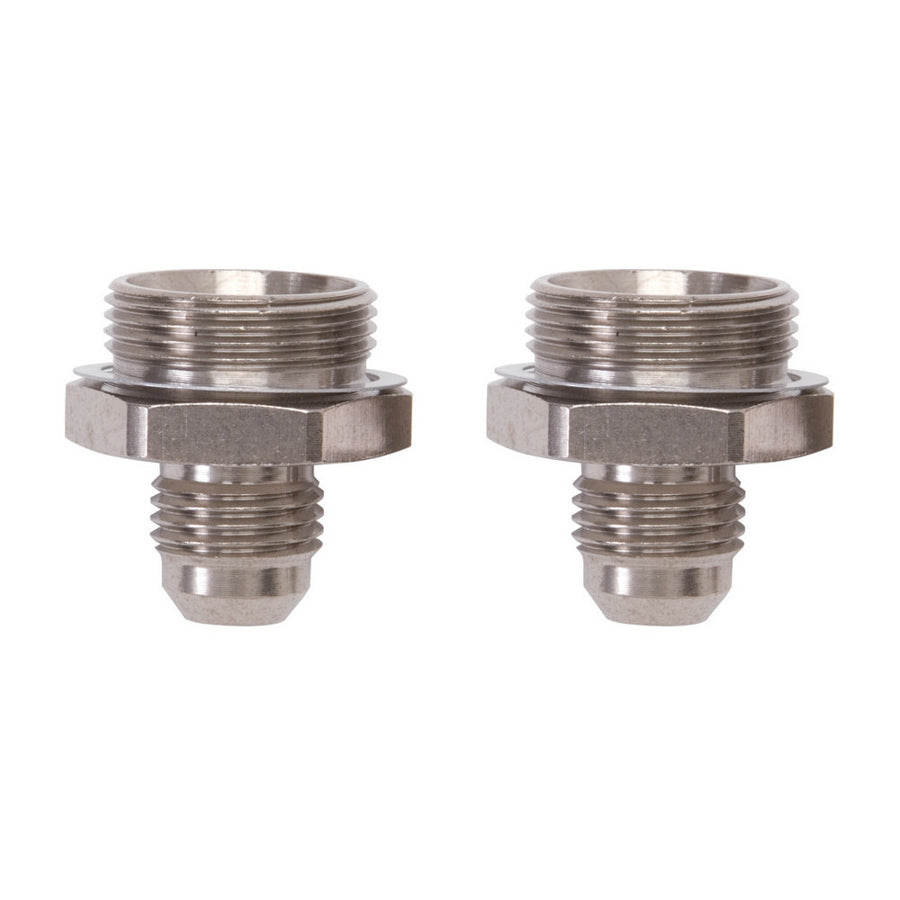 Carburetor Inlet Fitting - Straight - 6 AN Male to 7/8-20 in Male - Aluminum - Nickel Anodized - Holley Carburetors - Pair
