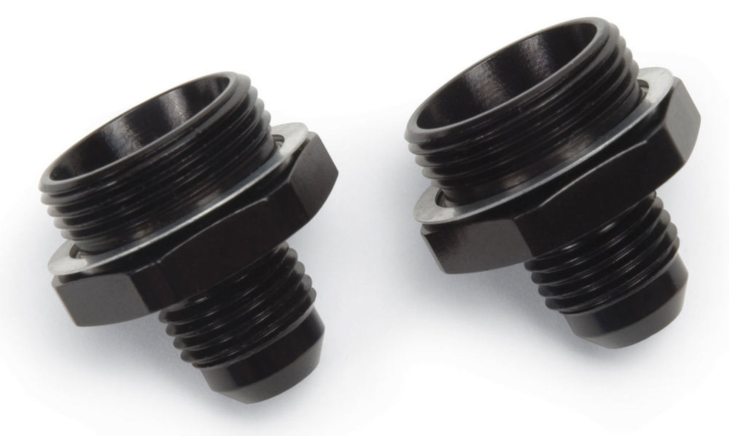 Carburetor Inlet Fitting - Straight - 6 AN Male to 7/8-20 in Male - Aluminum - Black Anodized - Holley Carburetors - Pair